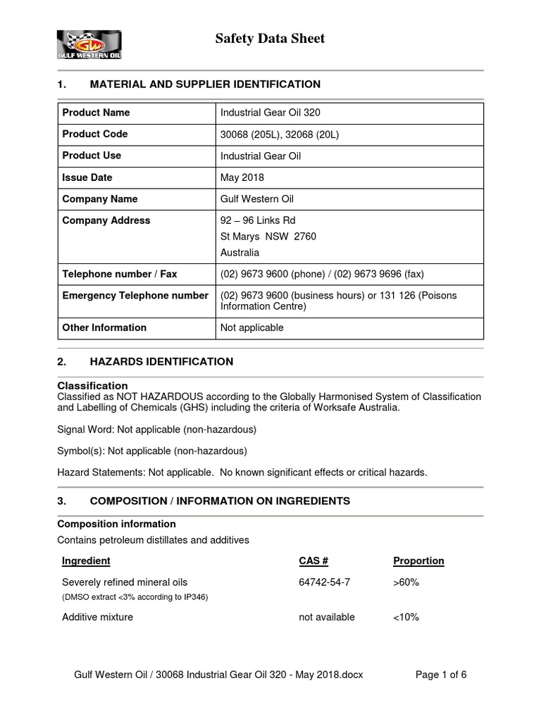 Industrial Gear Oil 320 May 2018 Pdf Combustion Materials