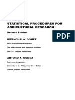 Statistical Procedures For Agricultural Research: Second Edition Kwanchai A. Gomez
