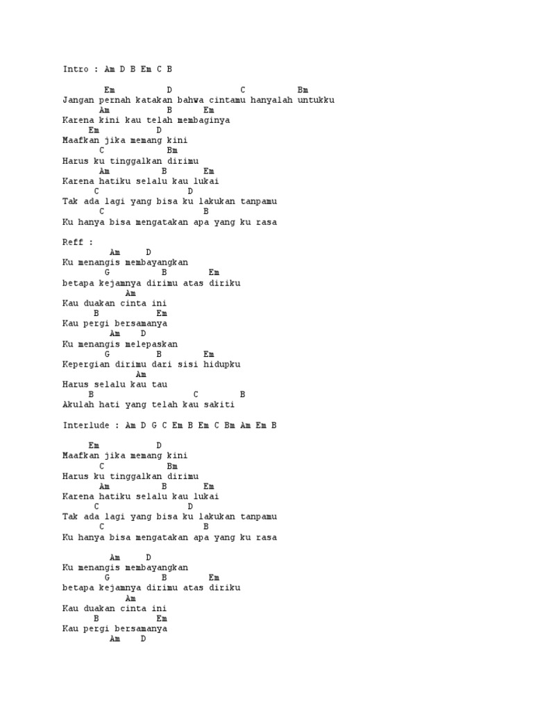 Aku Cinta Kau Dan Dia Chord Chord Lagu Blog