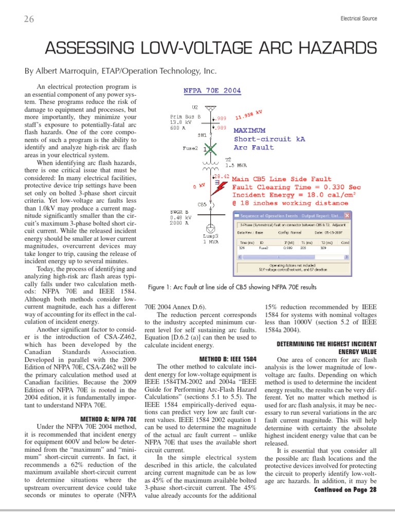 Low-Voltage Arc Flash Analysis Methods | PDF | Electric Power | Electricity