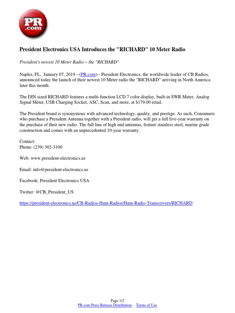 President Electronics USA Introduces The 