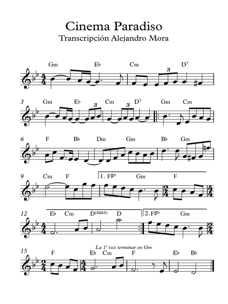 Inesperado Injusto barco Cinema Paradiso Arreglo para Violin y Piano - Partitura Completa | PDF