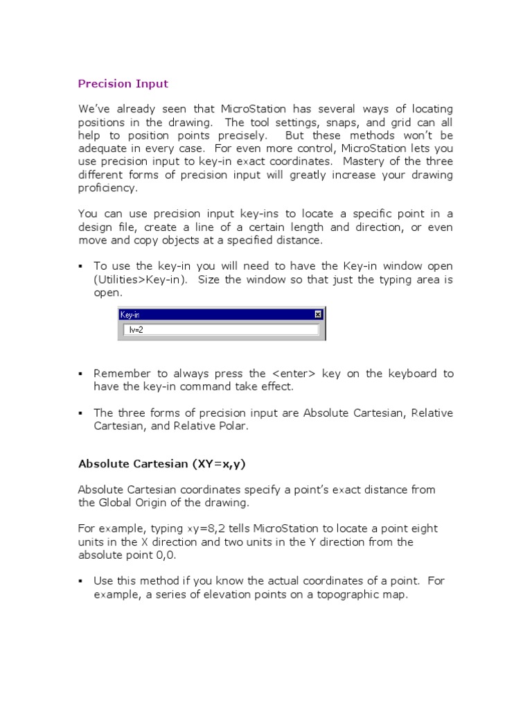 Microstation Part 1 1 Pdf Coordinate System Cartesian Coordinate