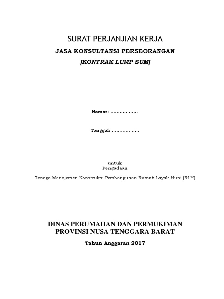Draft Kontrak Konsultan Perorangan