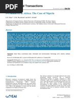 EAI Endorsed Transactions: E-Commerce in Africa: The Case of Nigeria