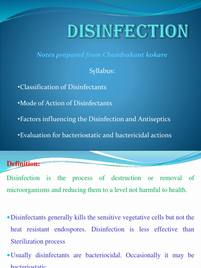 DISINFECTION | PDF | Disinfectant | Surfactant