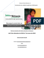 Síntesis Educativa Semanal de Michoacán al 7 de enero de 2019