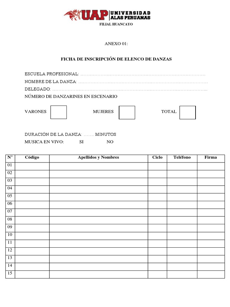 Ficha de Inscripción para Concurso de Danza | PDF | Juegos y actividades