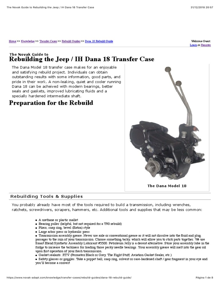 The Novak Guide To Rebuilding The Jeep IH Dana 18 Transfer Case PDF