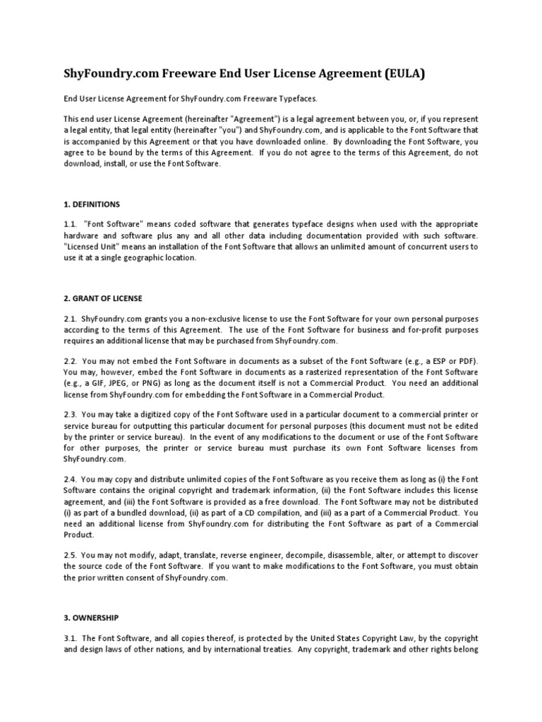 ShyFoundry Freeware EULA PDF | PDF