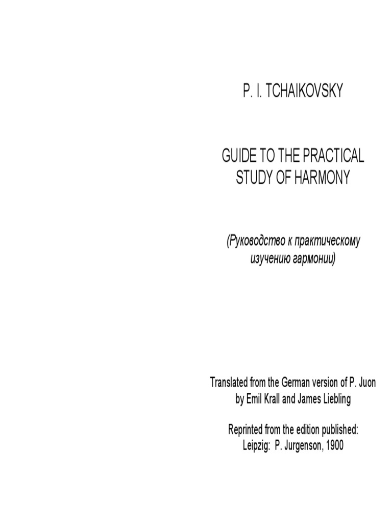 Tchaikovsky Harmony Textbook PDF | PDF