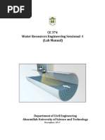 CE 374 Water Resources Engineering Sessional - I (Lab Manual)