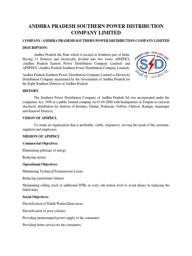 Andhra Pradesh Southern Power Distribution Company Limited PDF