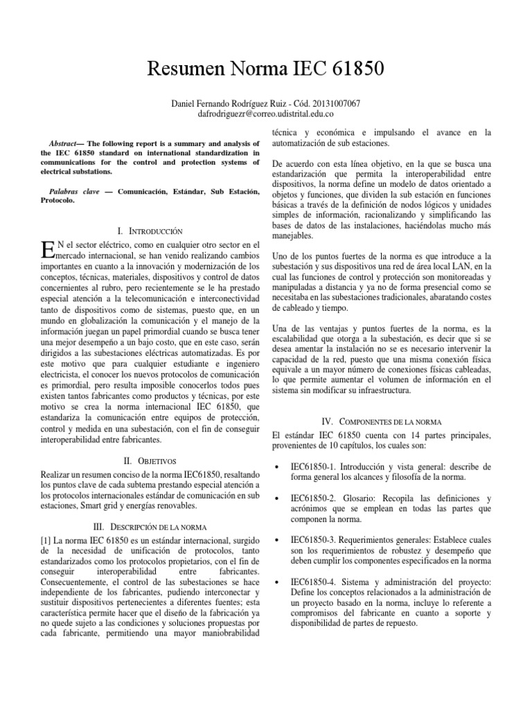 Norma Iec 61850 | PDF | Red de computadoras | Subestacion electrica