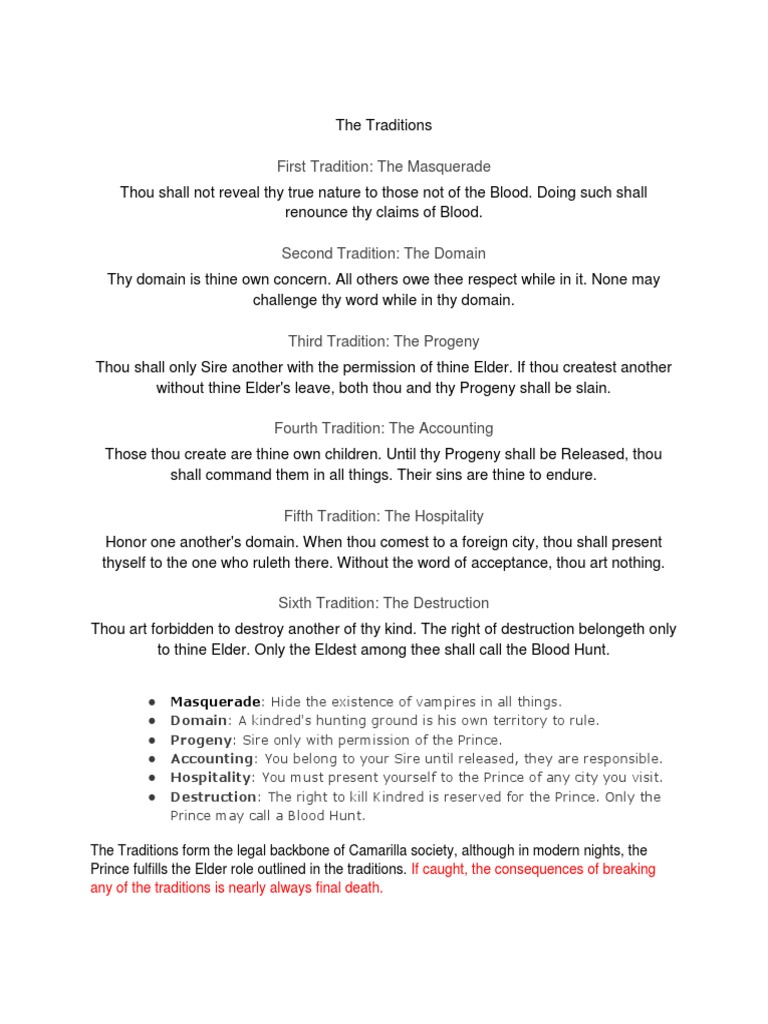 Vampire The Masquerade V5 Camarilla Traditions | PDF