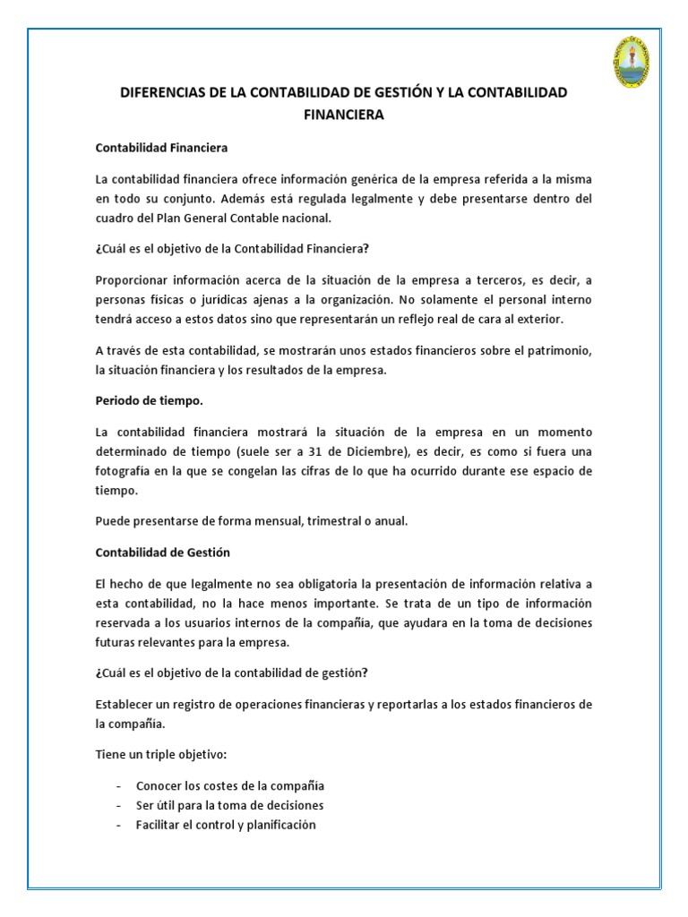 Diferencia Entre La Contabilidad Financiera Y La De Gestión – UHJLHZ