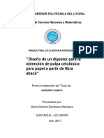 Diseño de Un Digestor para La Obtención de Pulpa Celulósica para Papel A Partir de Fibra Abacá