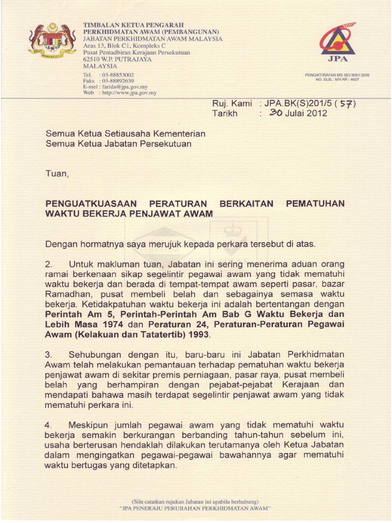 Pematuhan Waktu Bekerja Pdf