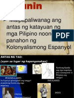 Antas NG Katayuan NG Mga Pilipino Sa Panahon NG Espanyol