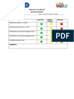 Welcome to Our World X Assessment Rubric