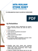 Uji Validitas Dan Reliabilitas Kuesioner PDF