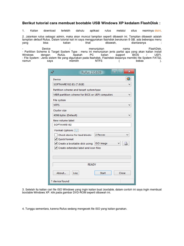Cara Bootable USB Windows XP dengan Rufus | PDF