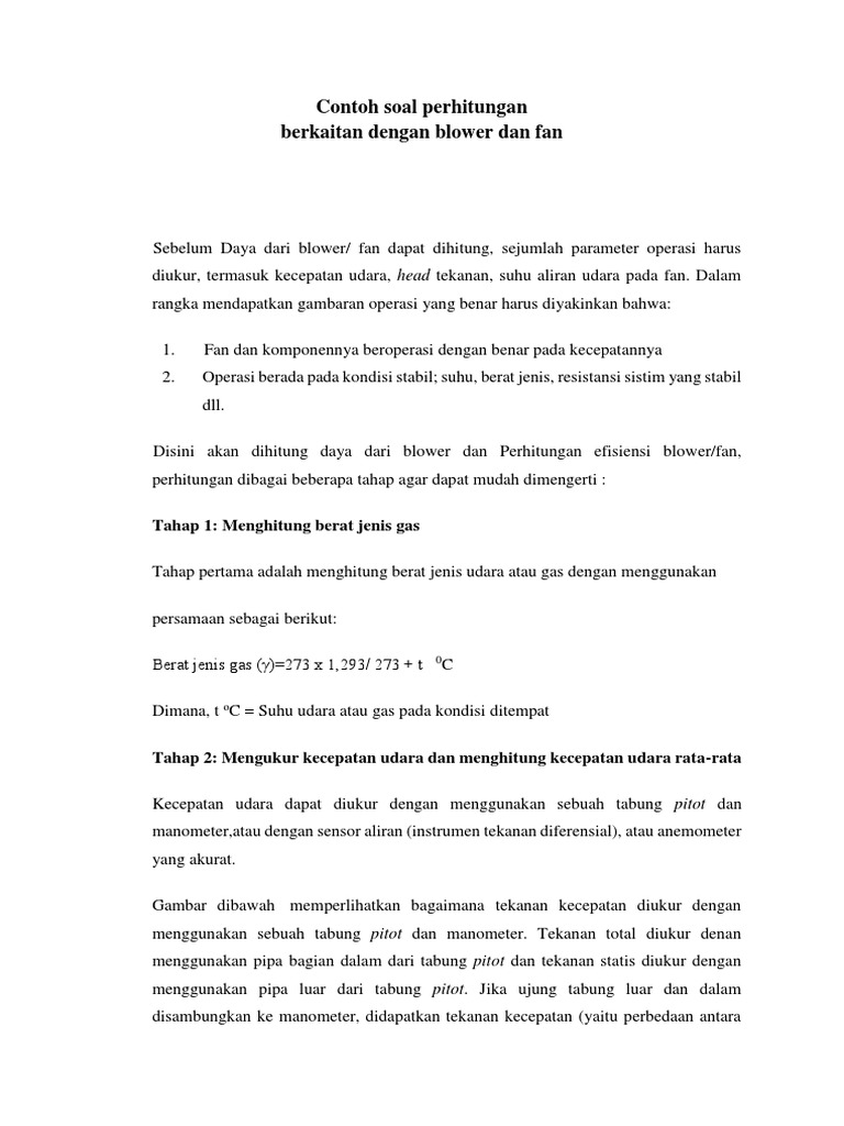 Contoh Soal Tabung Pitot Dan Penyelesaiannya - Berbagi Contoh Soal