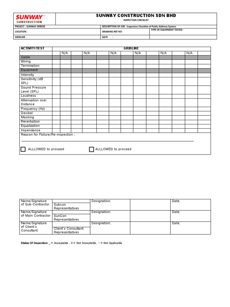 Sunway Serene PA System Inspection | PDF