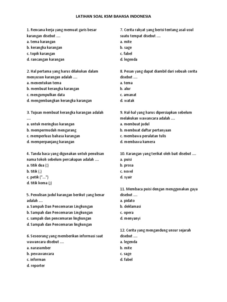 Dapatkan Gambar Ksm Bahasa Indo Soal Latihan Terkeren by Cikimm