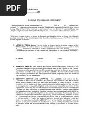 Parking Space Lease Agreement Docx Lease Law And Economics