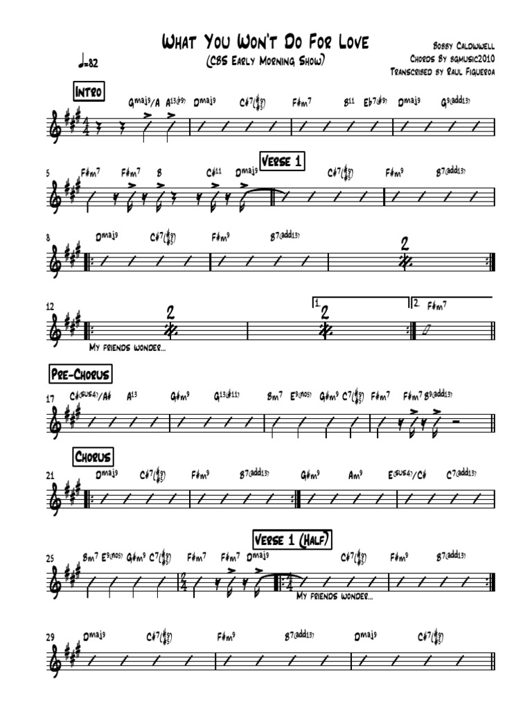 What You Won T Do For Love Lead Sheet Song Structure Musical Forms