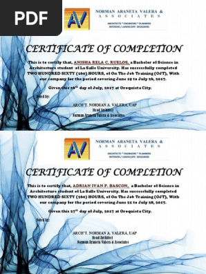 Certificate of Completion