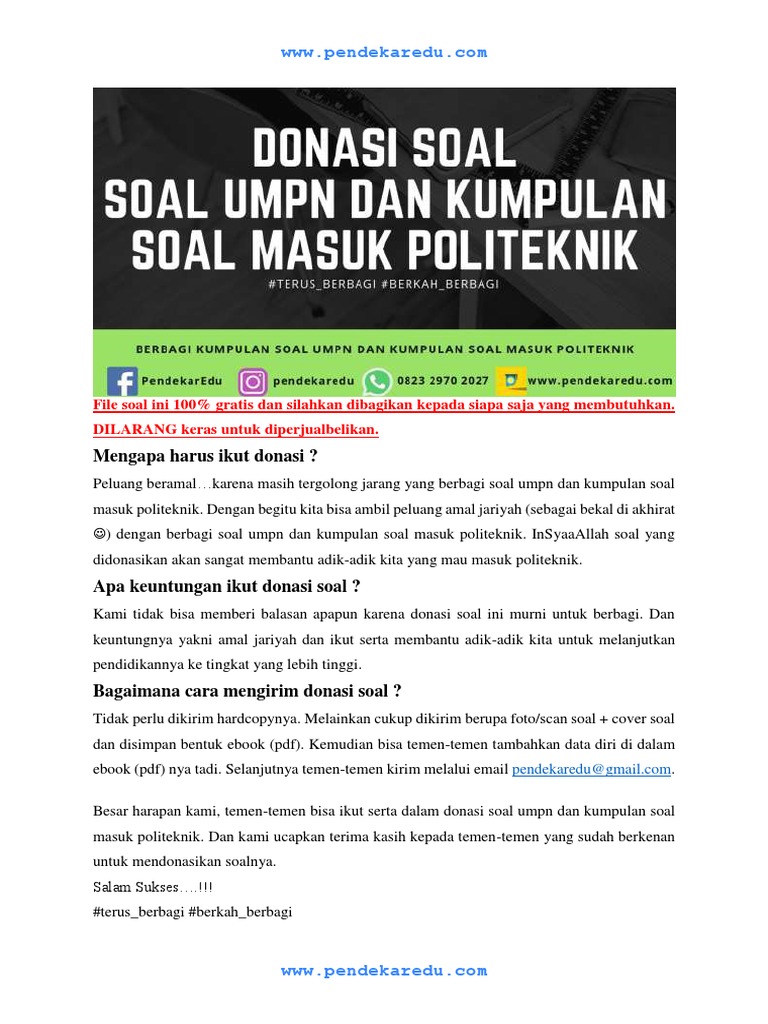 Soal Umpn 2017 Polinema Rekayasa