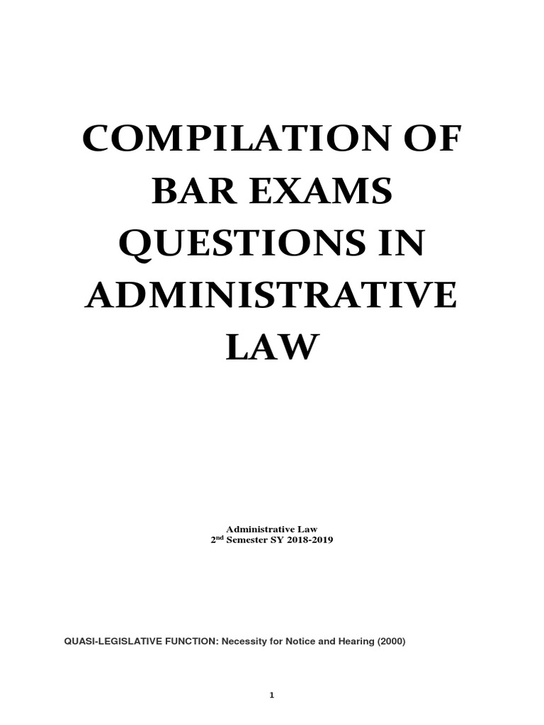 Compilation of Bar Exams Questions in Administrative LAW PDF Self Incrimination Common Law