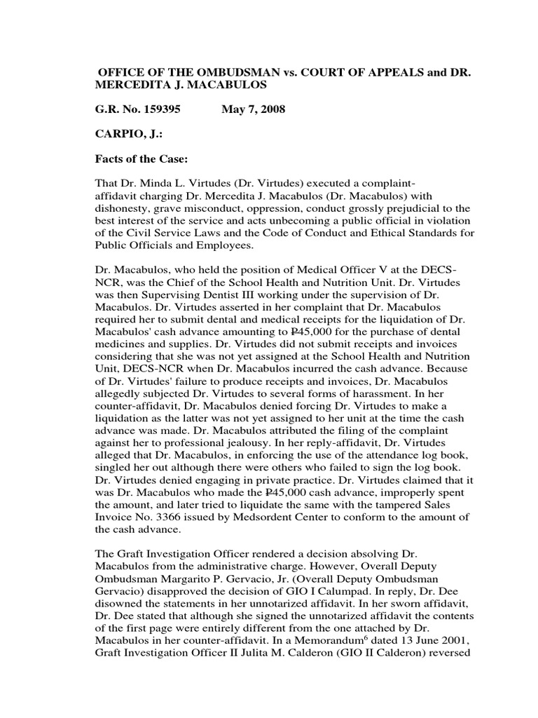 Office of The Ombudsman vs. Court of Appeals and Dr. Mercedita J