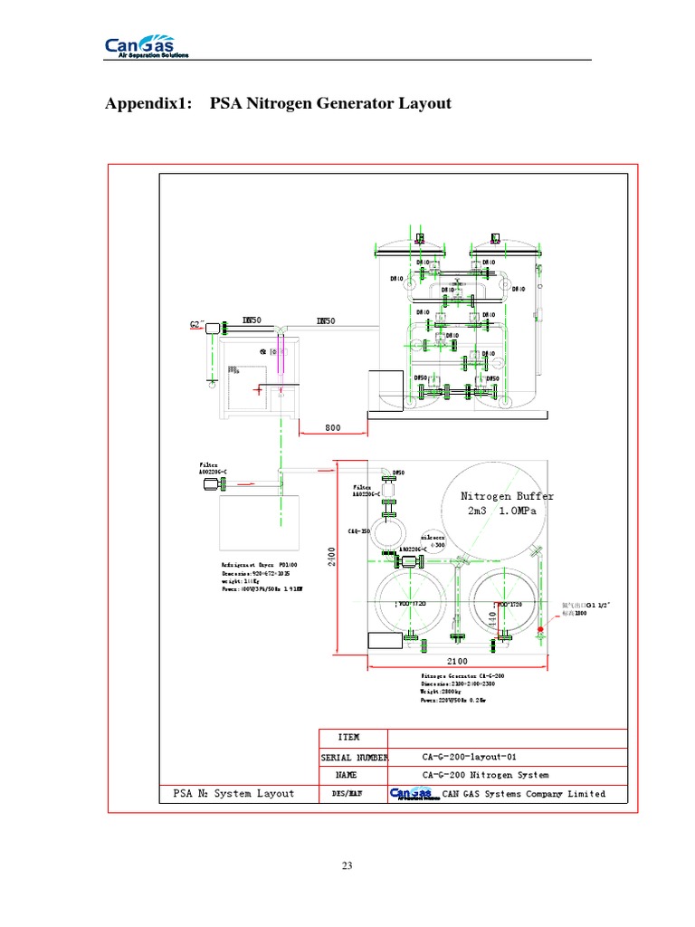 Appendix1: PSA Nitrogen Generator Layout: G2