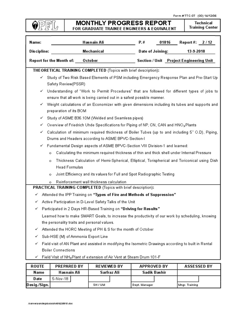 07-Monthly Progress Report For GTEs | PDF | Boiler | Mechanical Engineering