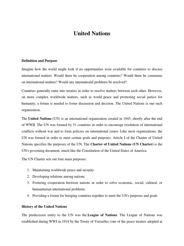 Definition and Purpose of the UN | PDF | European Union | United Nations