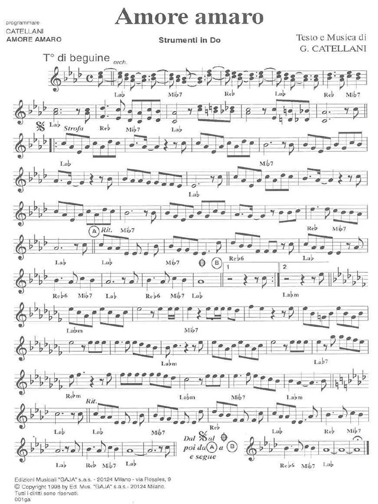 Amore Amaro Partitura Pdf