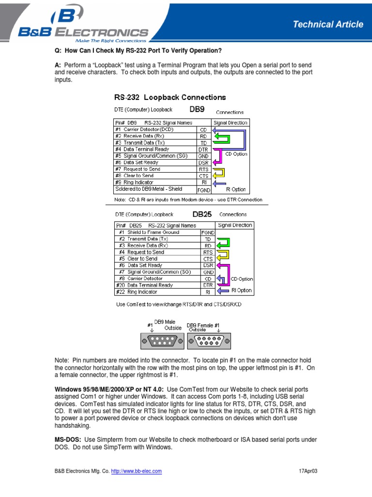 DB9 e rs232 - Loopback PDF | PDF | System Software | Office Equipment