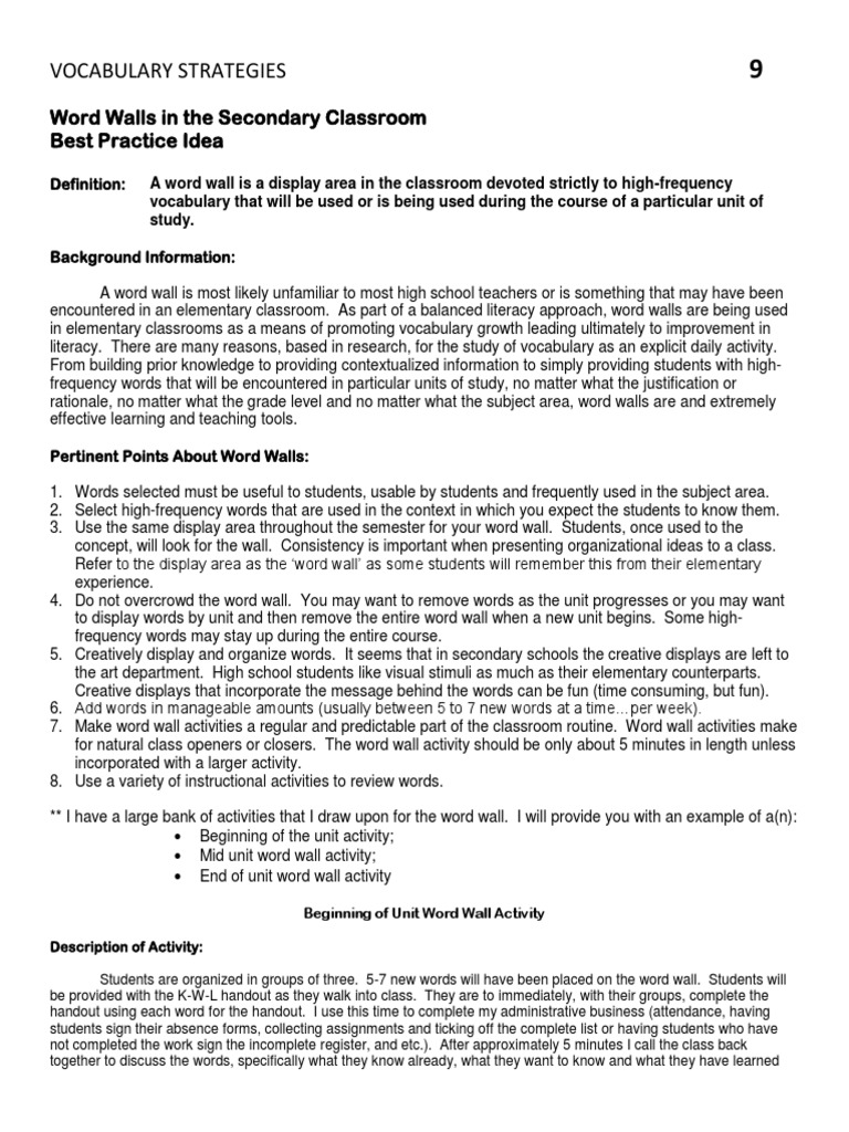 9-Vocabulary Strategies For Secondary - 0 | PDF | Vocabulary | Definition