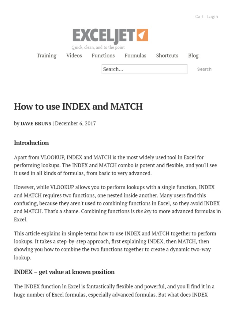 How To Use INDEX and MATCH - Exceljet PDF | PDF | Database Index ...
