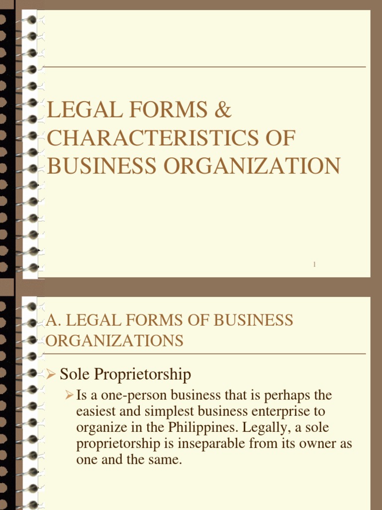 Legal Forms & Characteristics of Business Organization Corporations