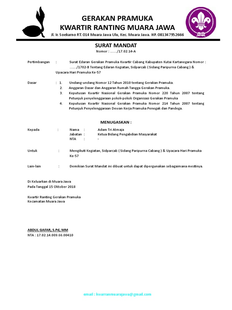 Surat Mandat Sidparcab
