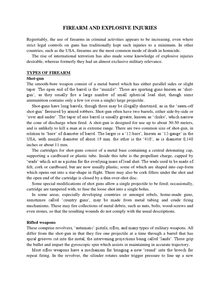 Firearm Injury Types and Effects | PDF | Shotgun | Gun Barrel