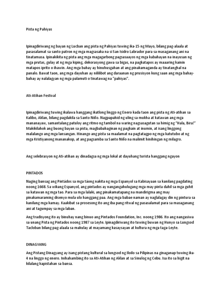 Pagtatanghal 2018 Dance Notes | PDF