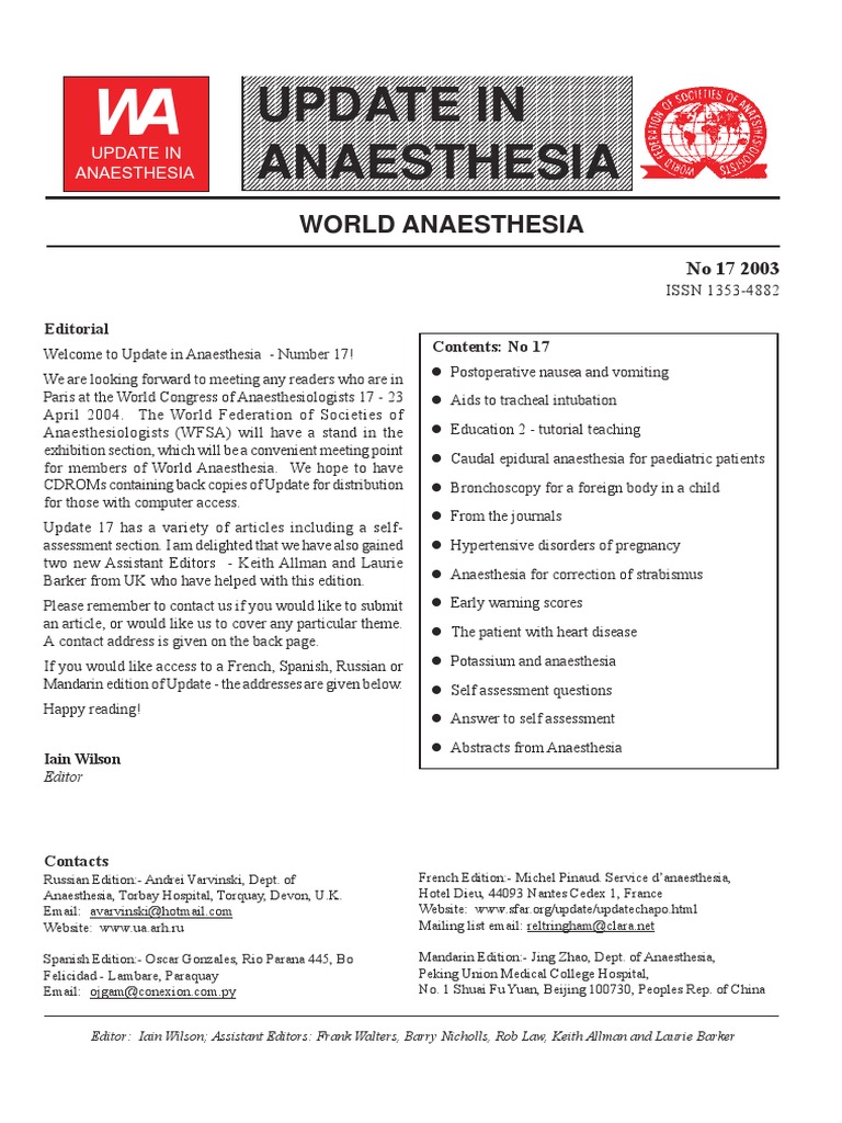 Update in Anaesthesia PDF Nausea Anesthesia