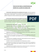 Propuestas de Vox para La Investidura Del Presidente de La Junta de Andalucía