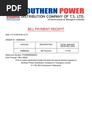 Bill Payment Recepit