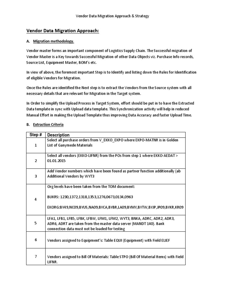 Vendor Data Migration Strategy Overview | PDF | Information Science ...